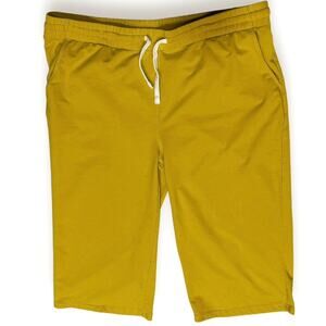 Cropped Wide Leg Cotton Blend Pants Size 2XL pockets Mustard Yellow Casual